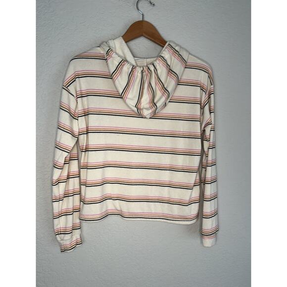 Billabong Making Waves Stripe Hoodie Cream Pink Beachy Surfer Pullover Summer - Picture 5 of 5